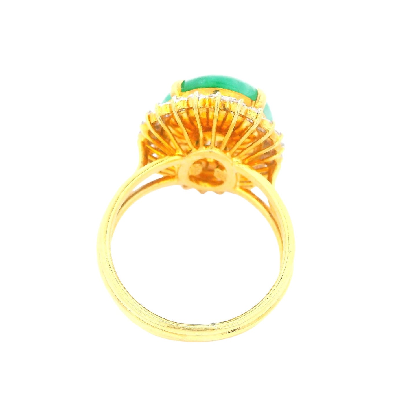 Gold Jade Ring W/24 Diamonds