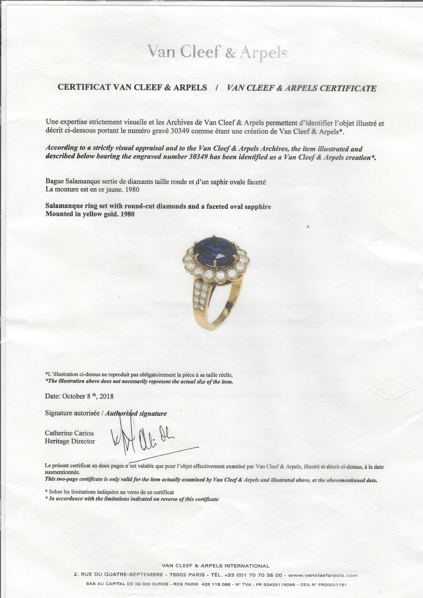 Van Cleef & Arpels Burma Sapphire 6.23 Ct Ring W/Certificates