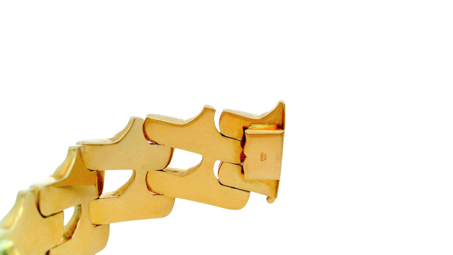 14K Yellow Gold Italian Bracelet Wide Links