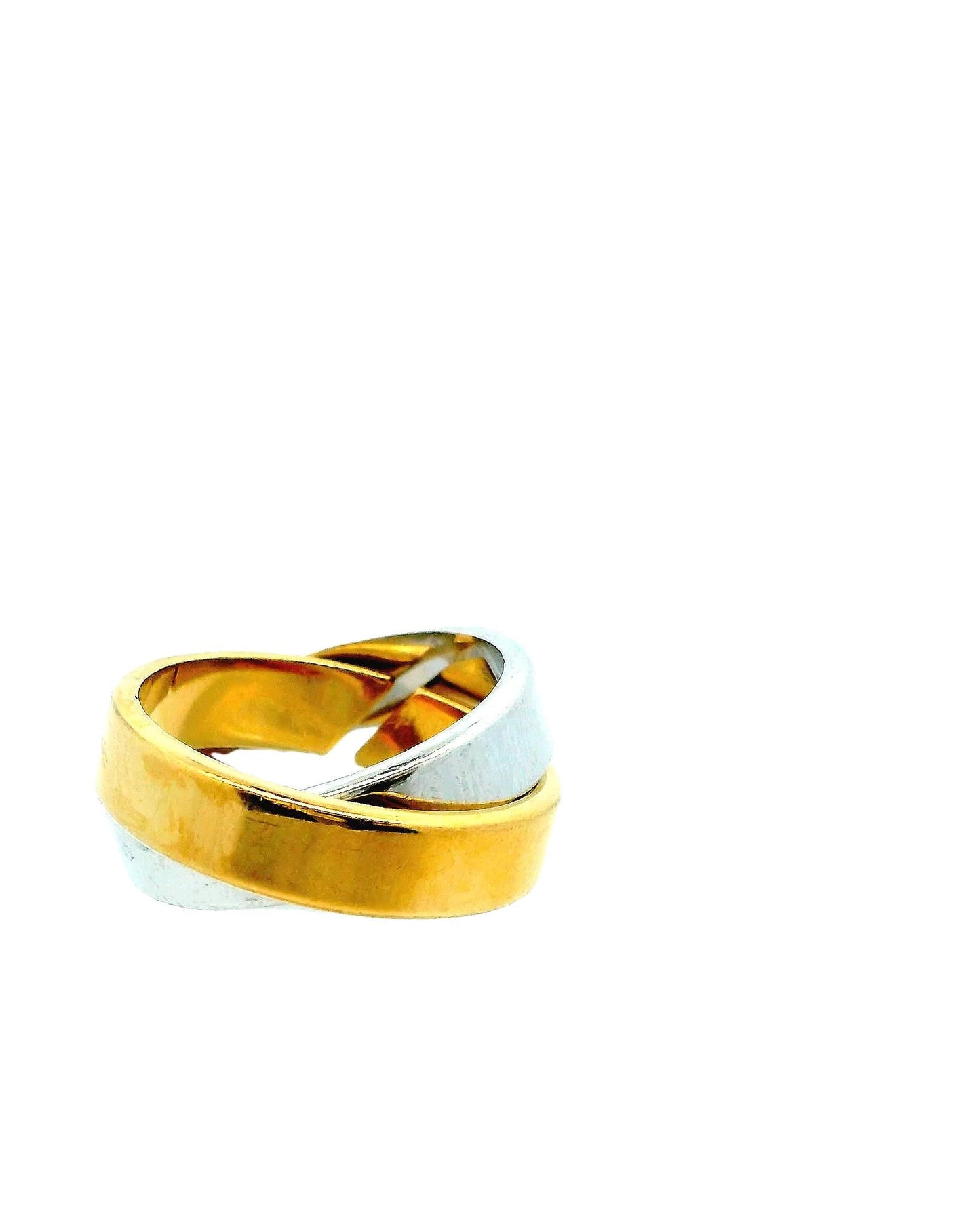 Hermes Rolling 18k Yellow & White Gold 2 plate Ring W/Box