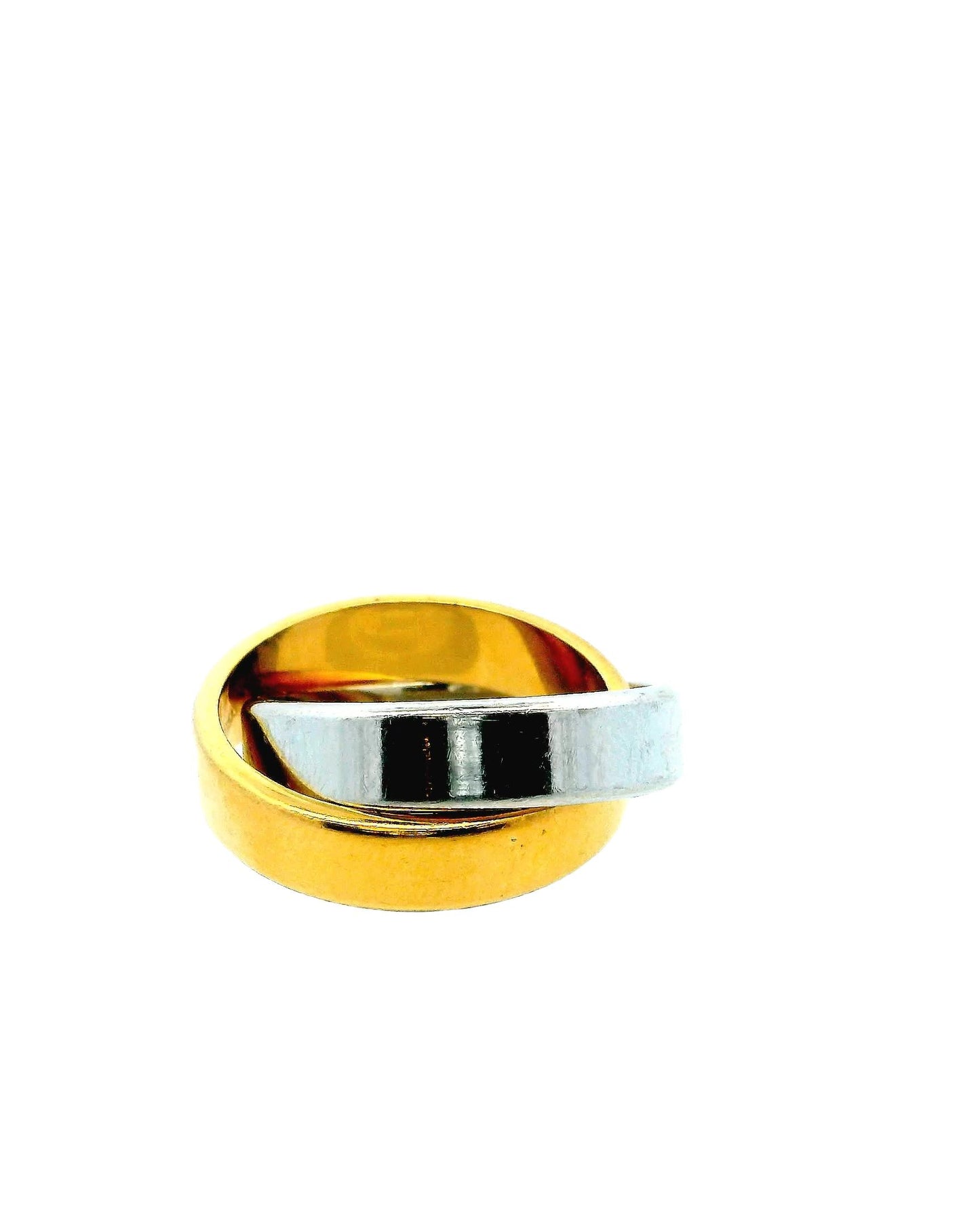 Hermes Rolling 18k Yellow & White Gold 2 plate Ring W/Box