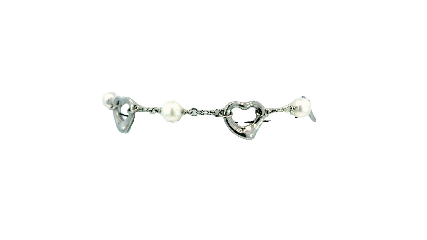Tiffany & Co. Platinum Pearl & Hearts Bracelet