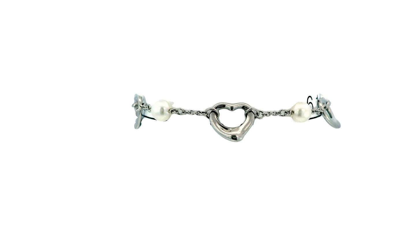 Tiffany & Co. Platinum Pearl & Hearts Bracelet