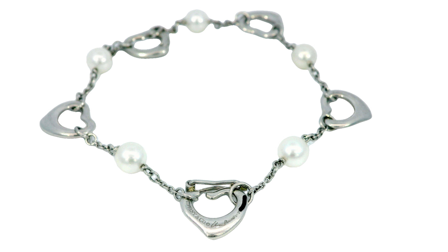 Tiffany & Co. Platinum Pearl & Hearts Bracelet