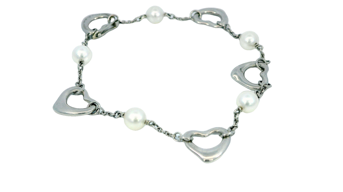 Tiffany & Co. Platinum Pearl & Hearts Bracelet