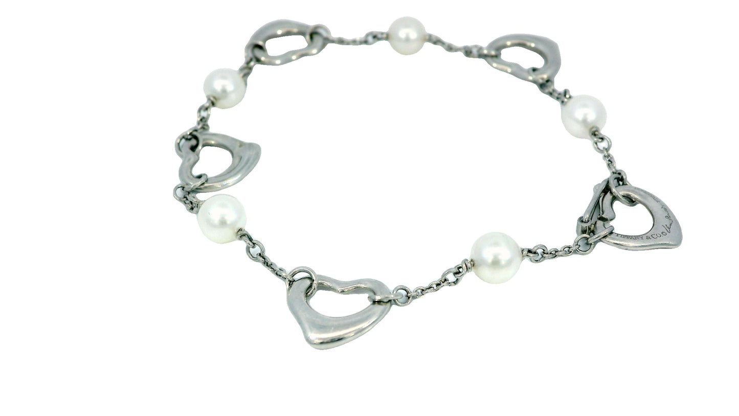 Tiffany & Co. Platinum Pearl & Hearts Bracelet