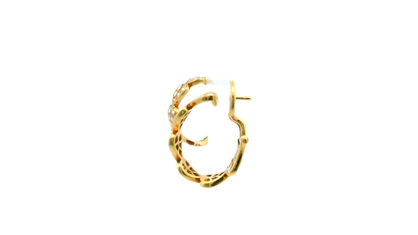 Cartier Virgo 18K Yellow Gold Pave Heart Motif Hoops Earrings