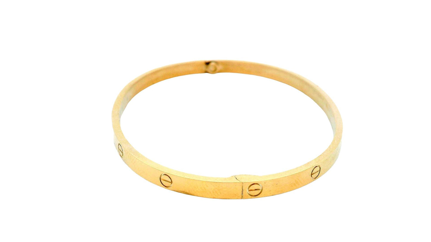 Cartier Love Thin Size 18 Yellow Gold Bracelet With Pouch