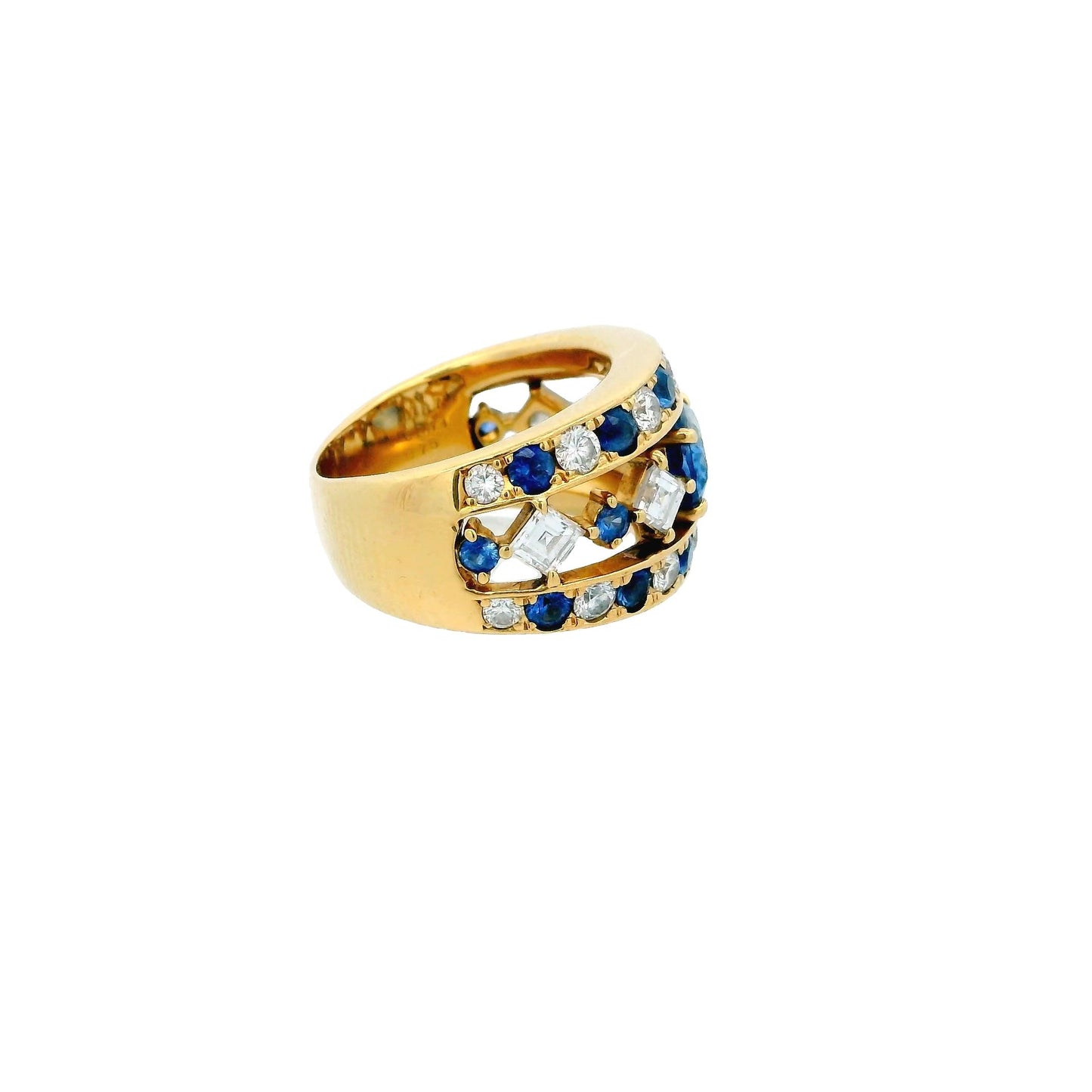 Estate 18KT Yellow Gold Sapphire And Diamond Ring
