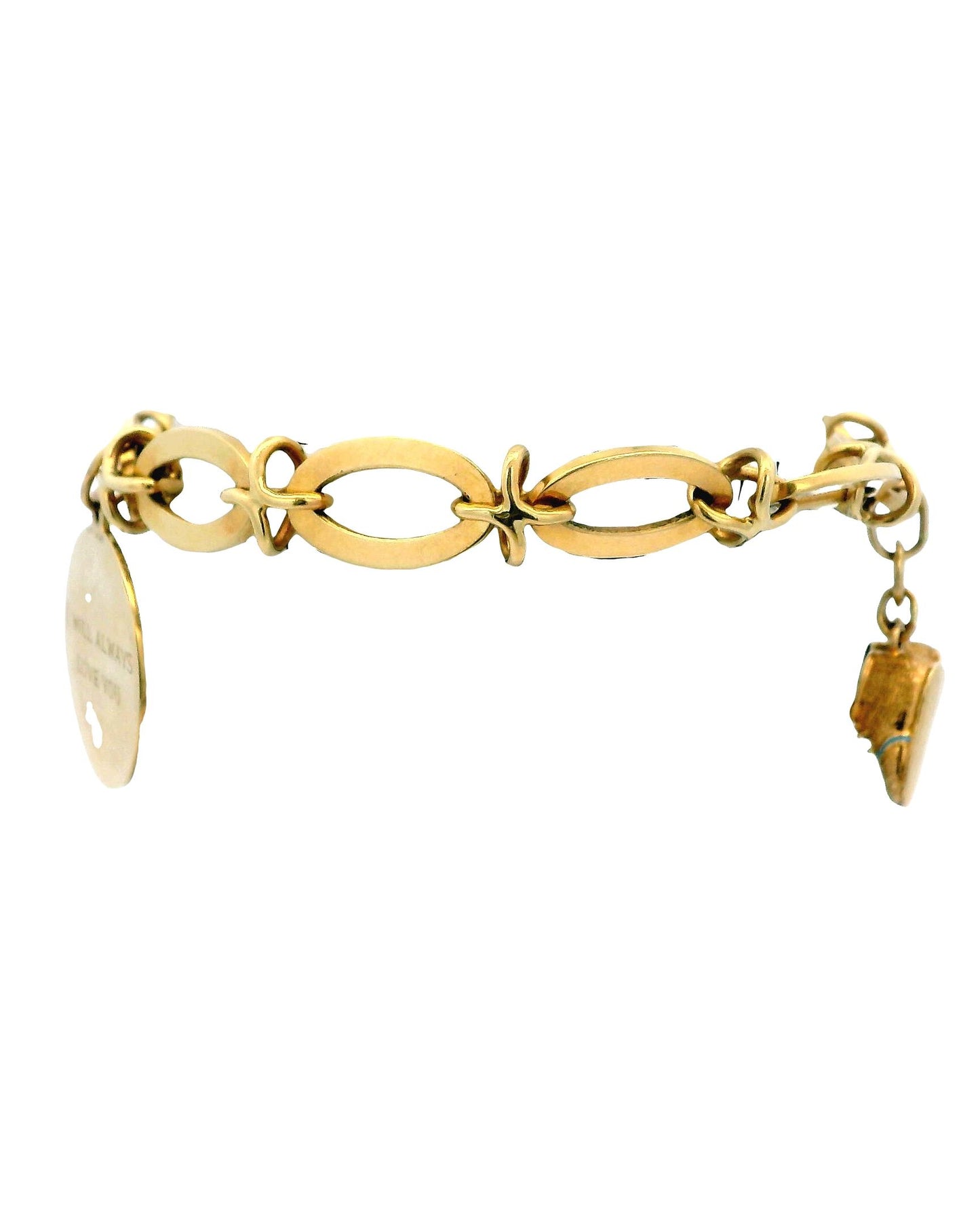 Articulated Clown, Shoes & Disc 14K Charm Bracelet
