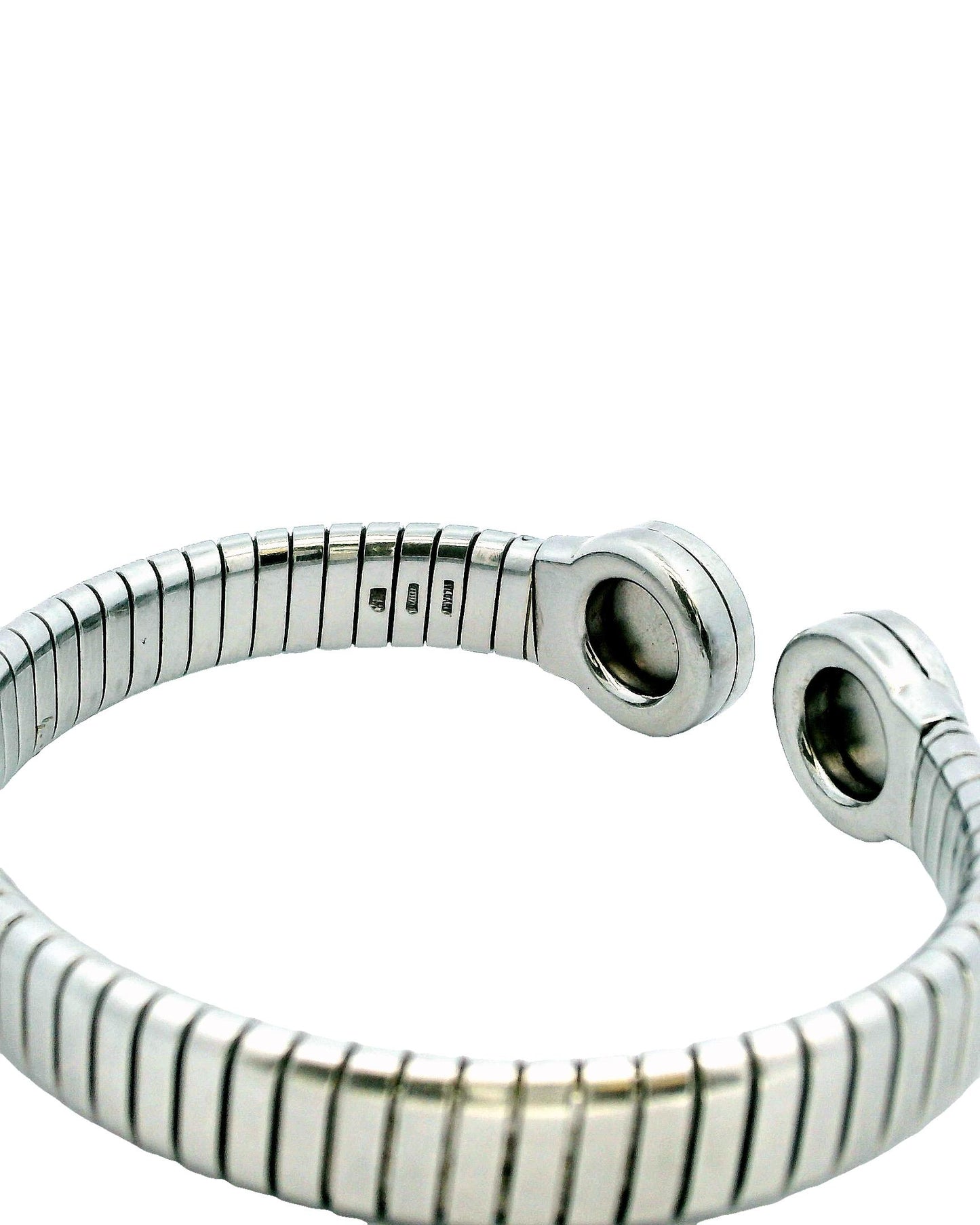Bvlgari cuff Onyx inlay ends Stainless Steel W/ Box