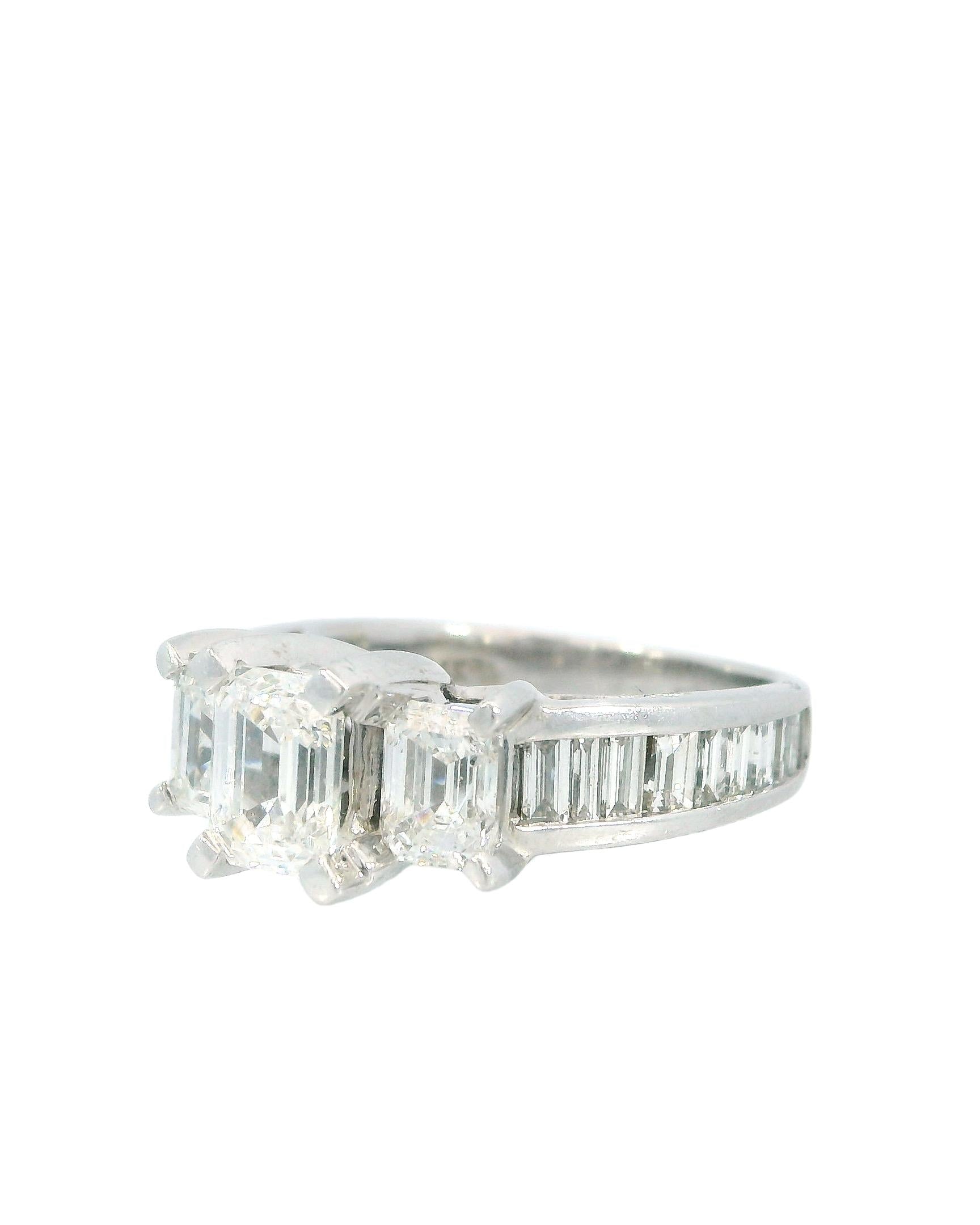 Solitaire 14K White Gold with Diamond & Side Diamonds W/Gia