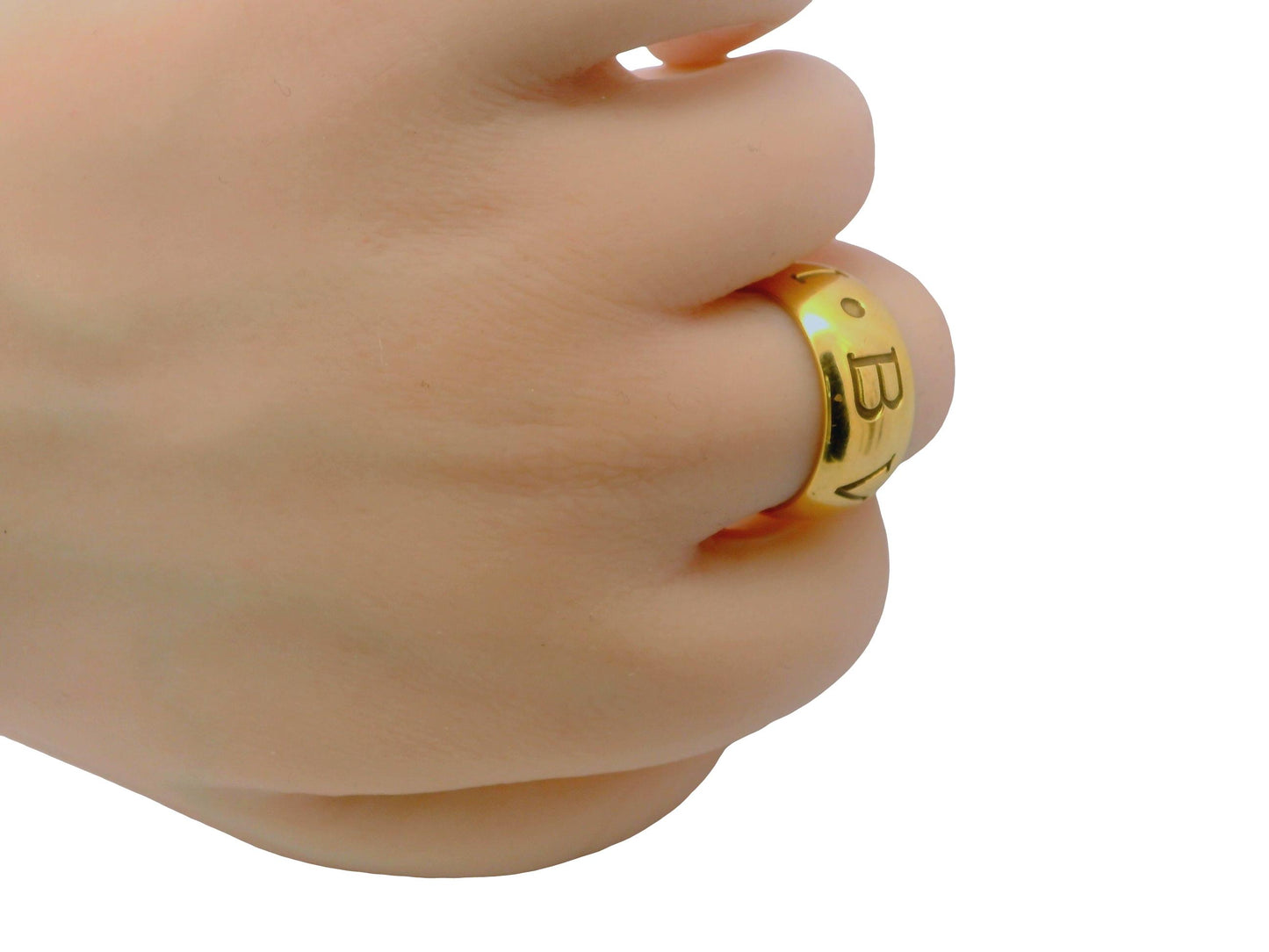 Bvlgari Signature Monologo Wide 18k Yellow Gold Ring
