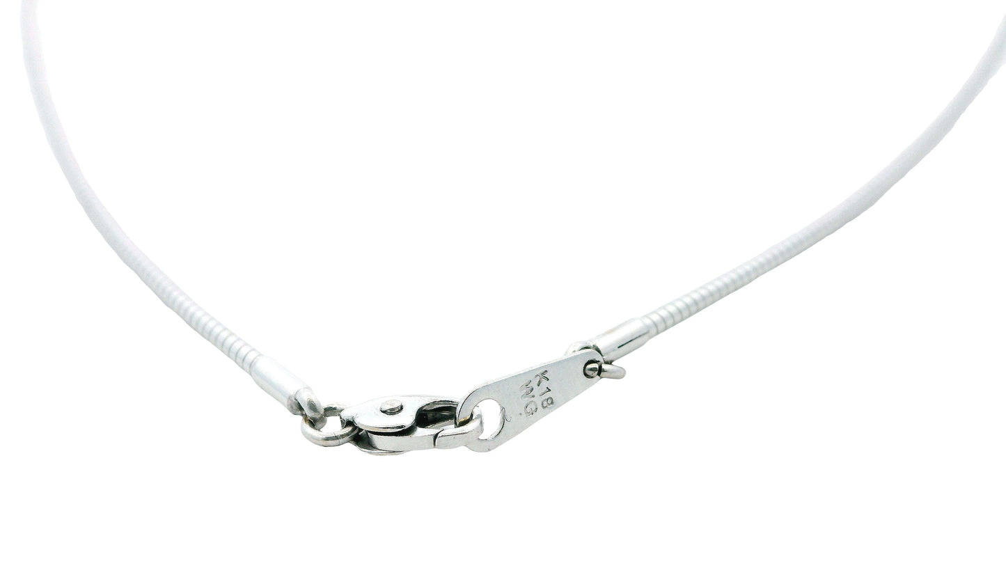 18K White Gold Diamond Oval Pendant Necklace