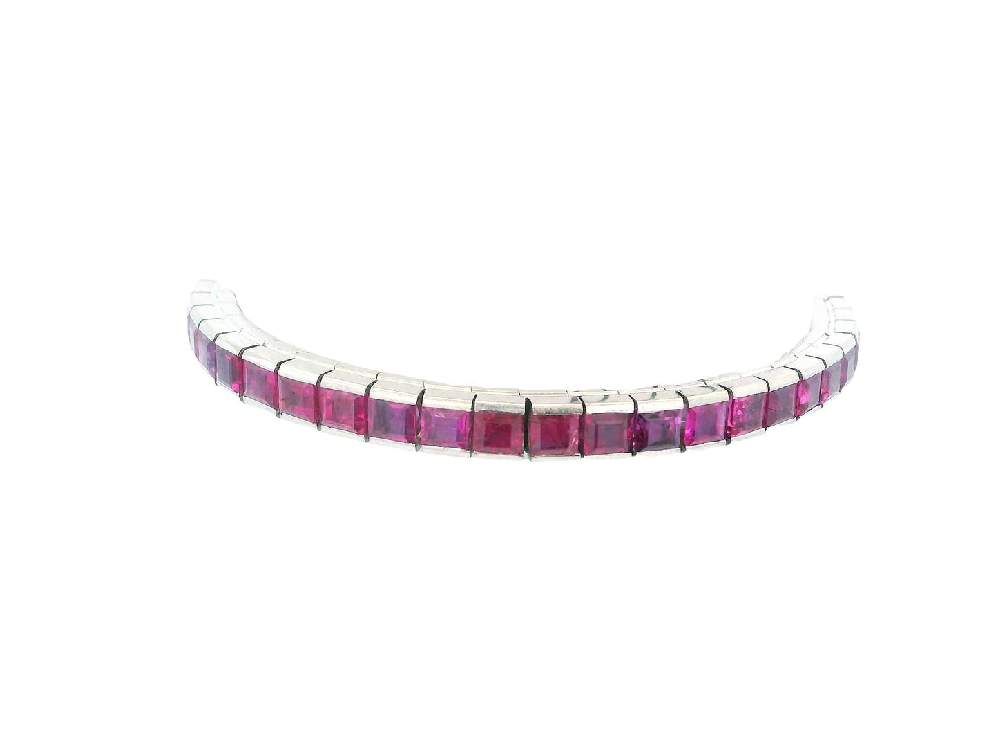 18K White Gold Bracelet W/Rubies