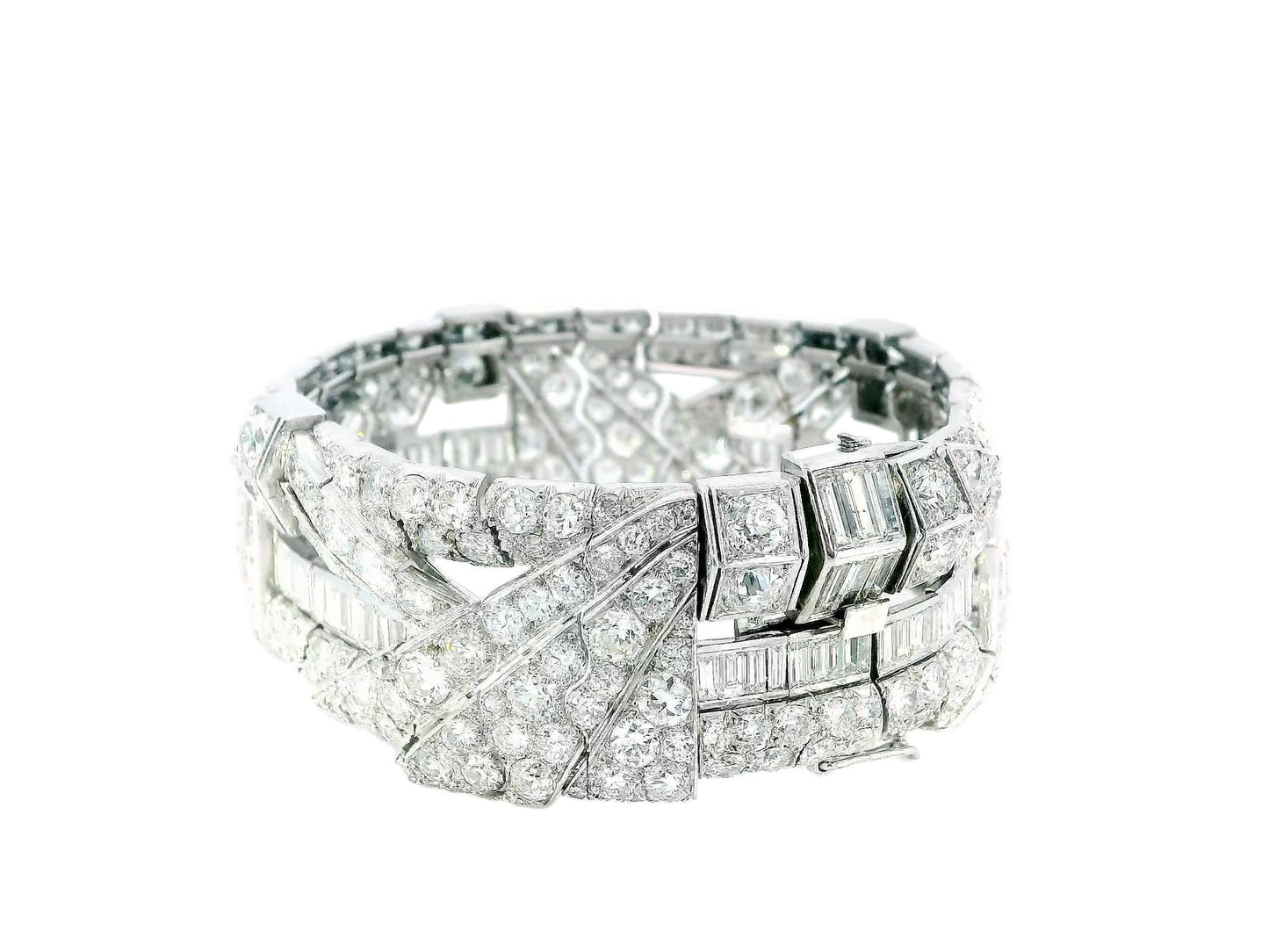 Vintage Platinum & Diamond French Retro Bracelet