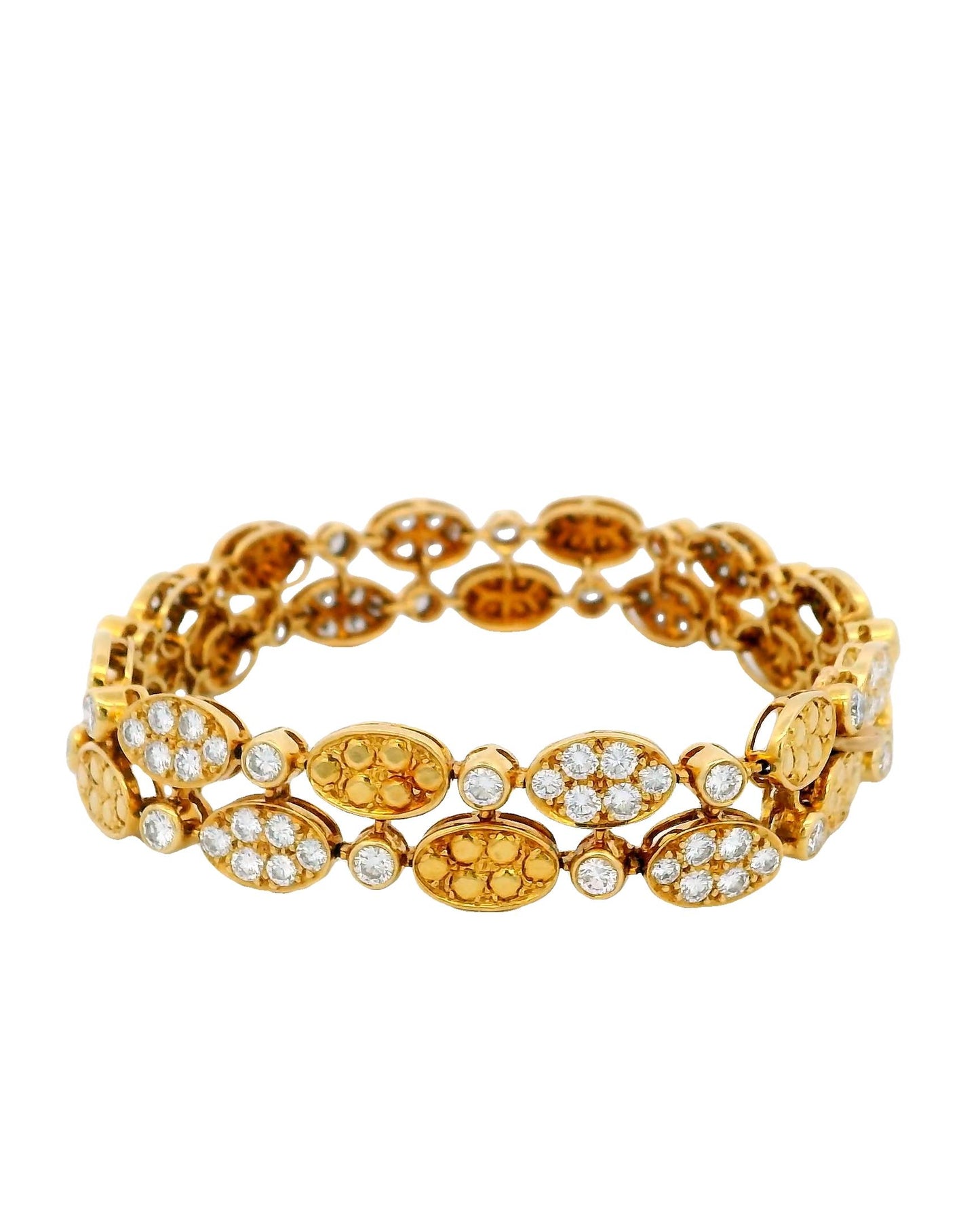 Van Cleef & Arpels 18K Yellow Gold Double Oval Link Bracelet With Diamond