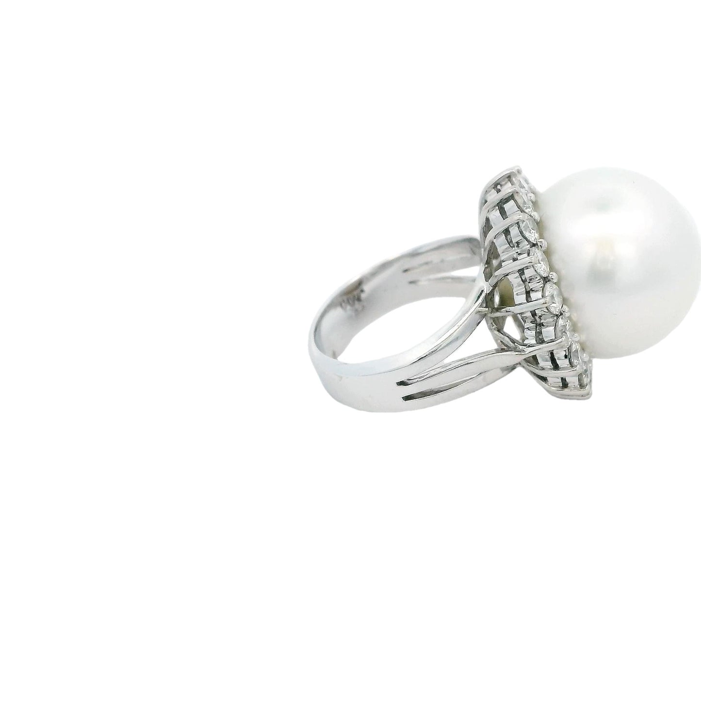 South Sea Pearl and Diamond 18K White Gold Ring