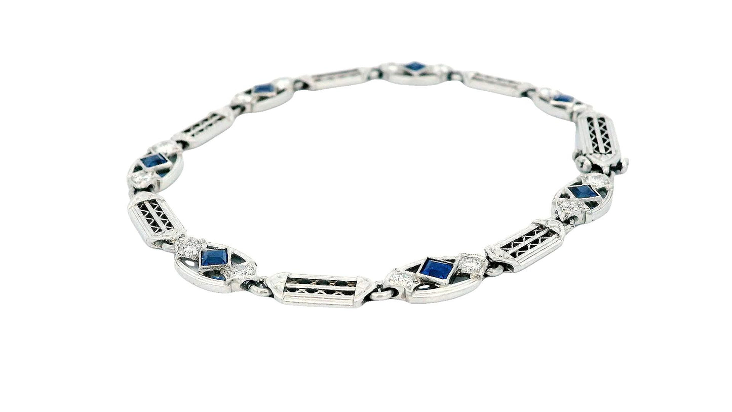 Tiffany & Co. Platinum Bracelet with Sapphire and Diamond Accents