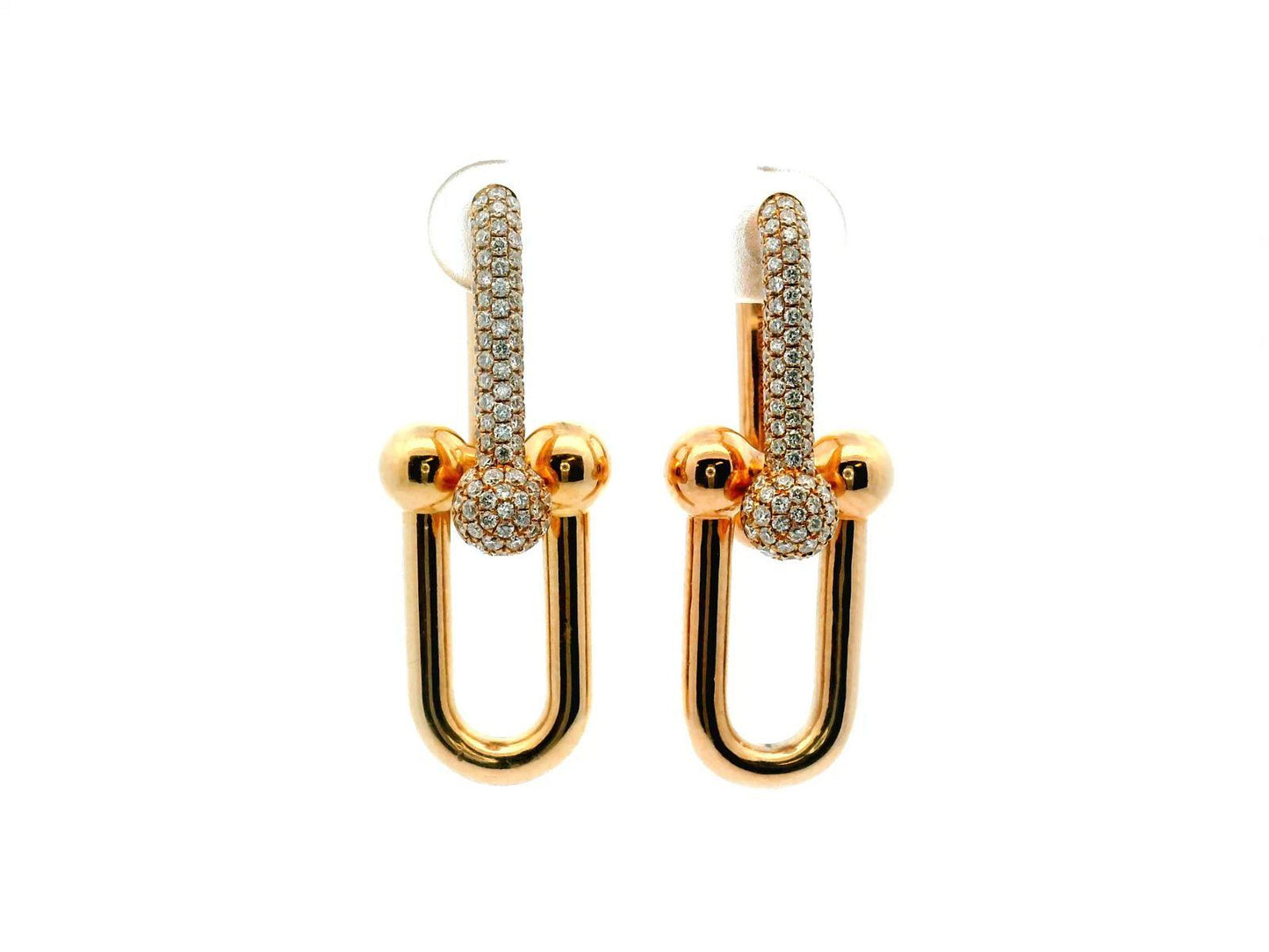 Tiffany & Co. HardWear Large Link Earrings with Pave Diamonds Rose Gold W/Box