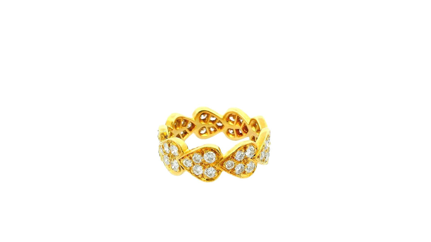 Cartier 18K Gold Diamond Heart Band Ring 51