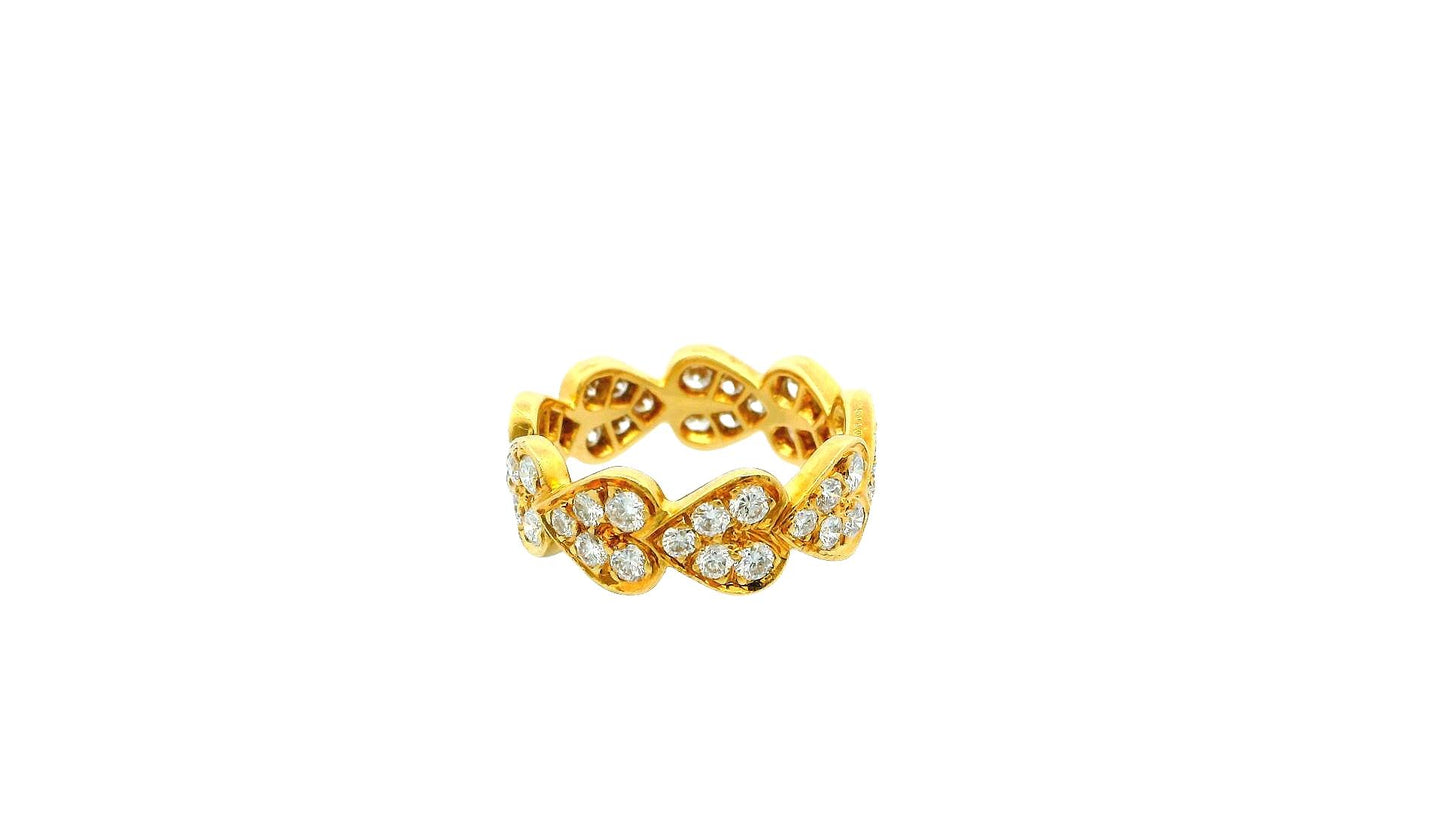 Cartier 18K Gold Diamond Heart Band Ring 51