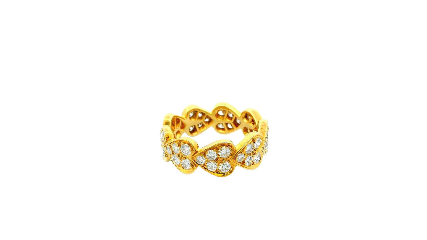 Cartier 18K Gold Diamond Heart Band Ring 51