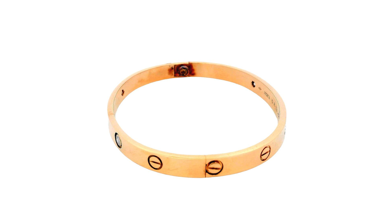 Cartier 18r 4 diam Love Bracelet with Screwd& Pouch