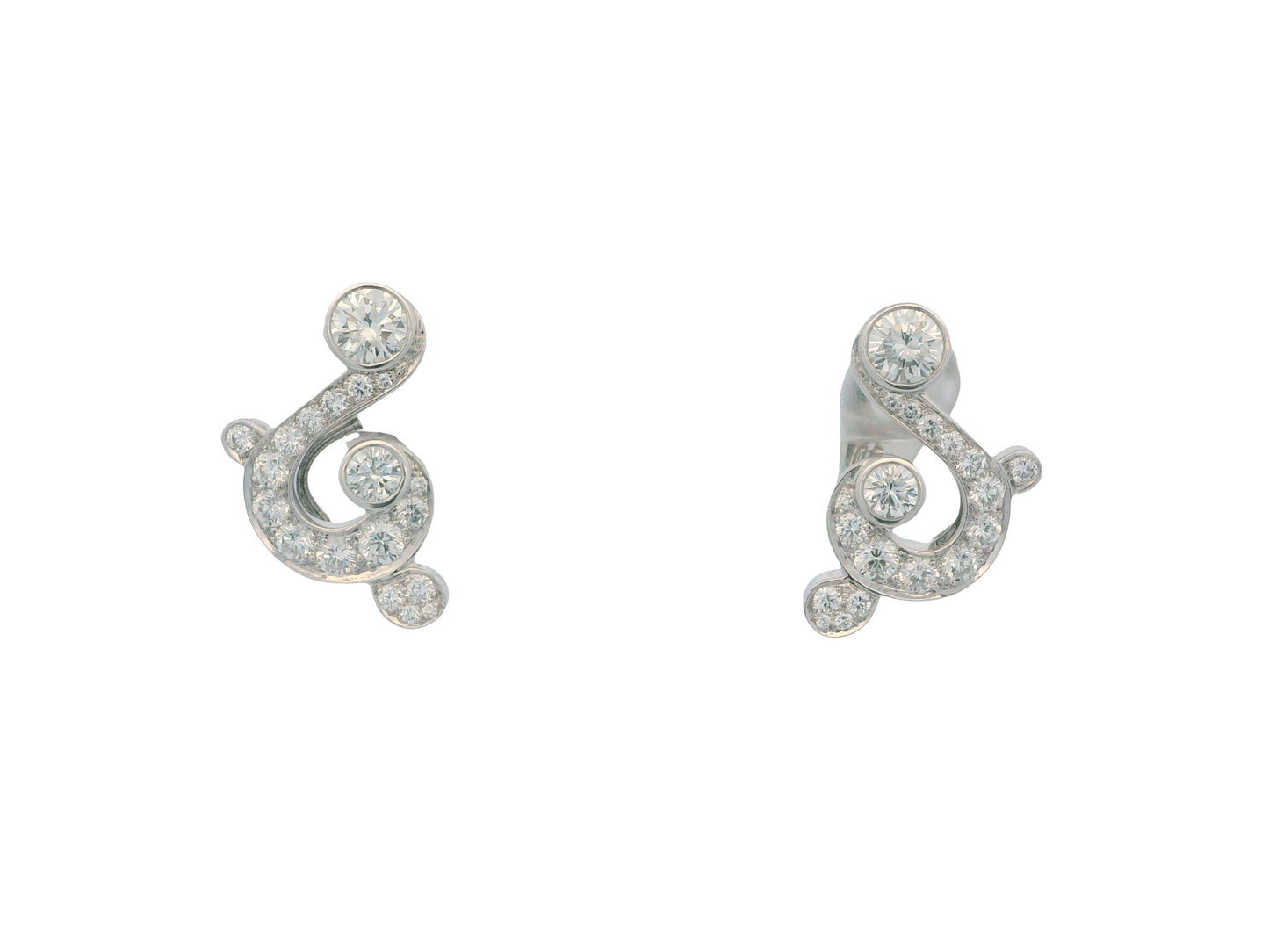 Cartier 18K White Gold Pave Day & Night Earrings