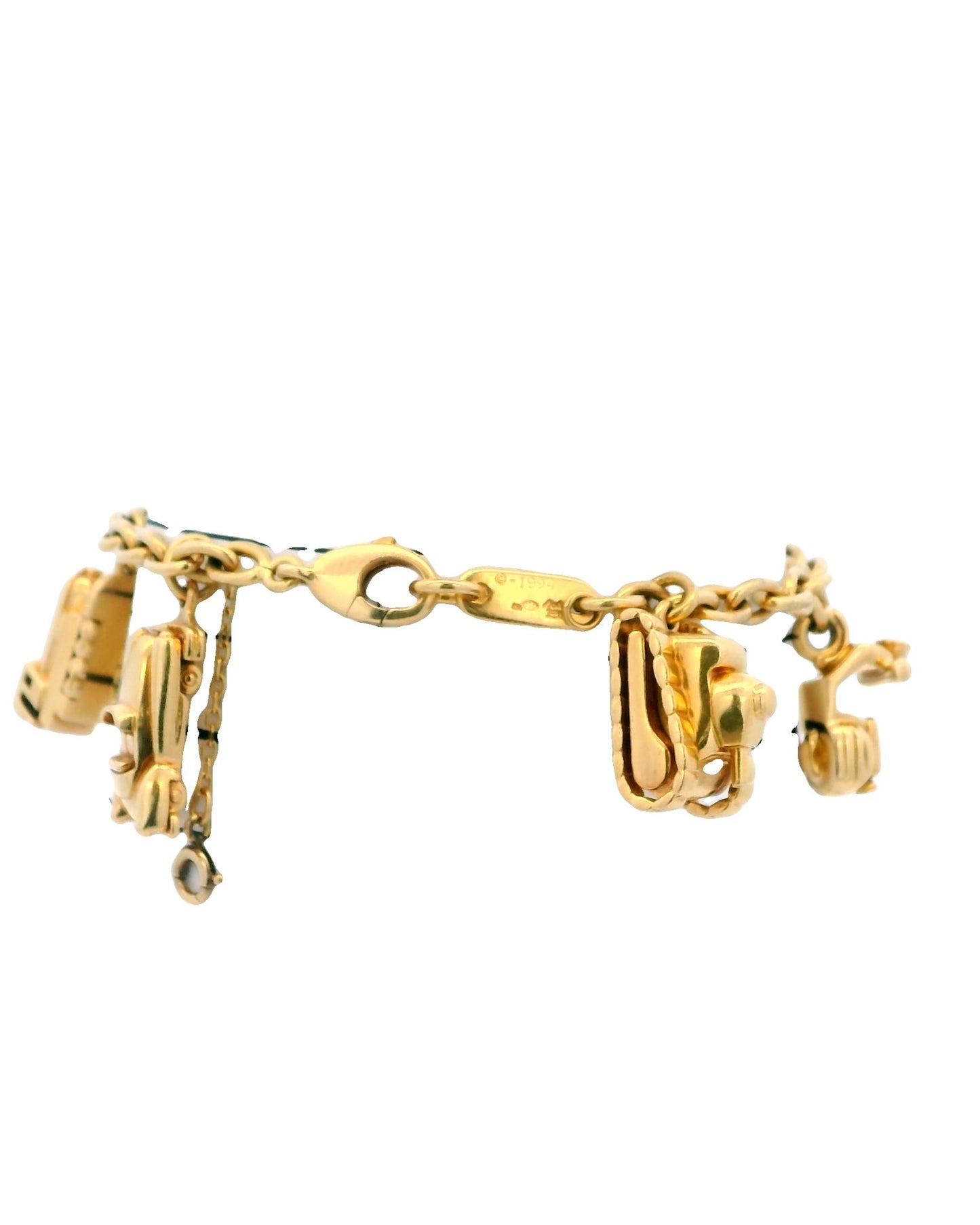 Cartier Estate 18K Yellow Gold 7 Charm Merry-Go-Round Bracelet