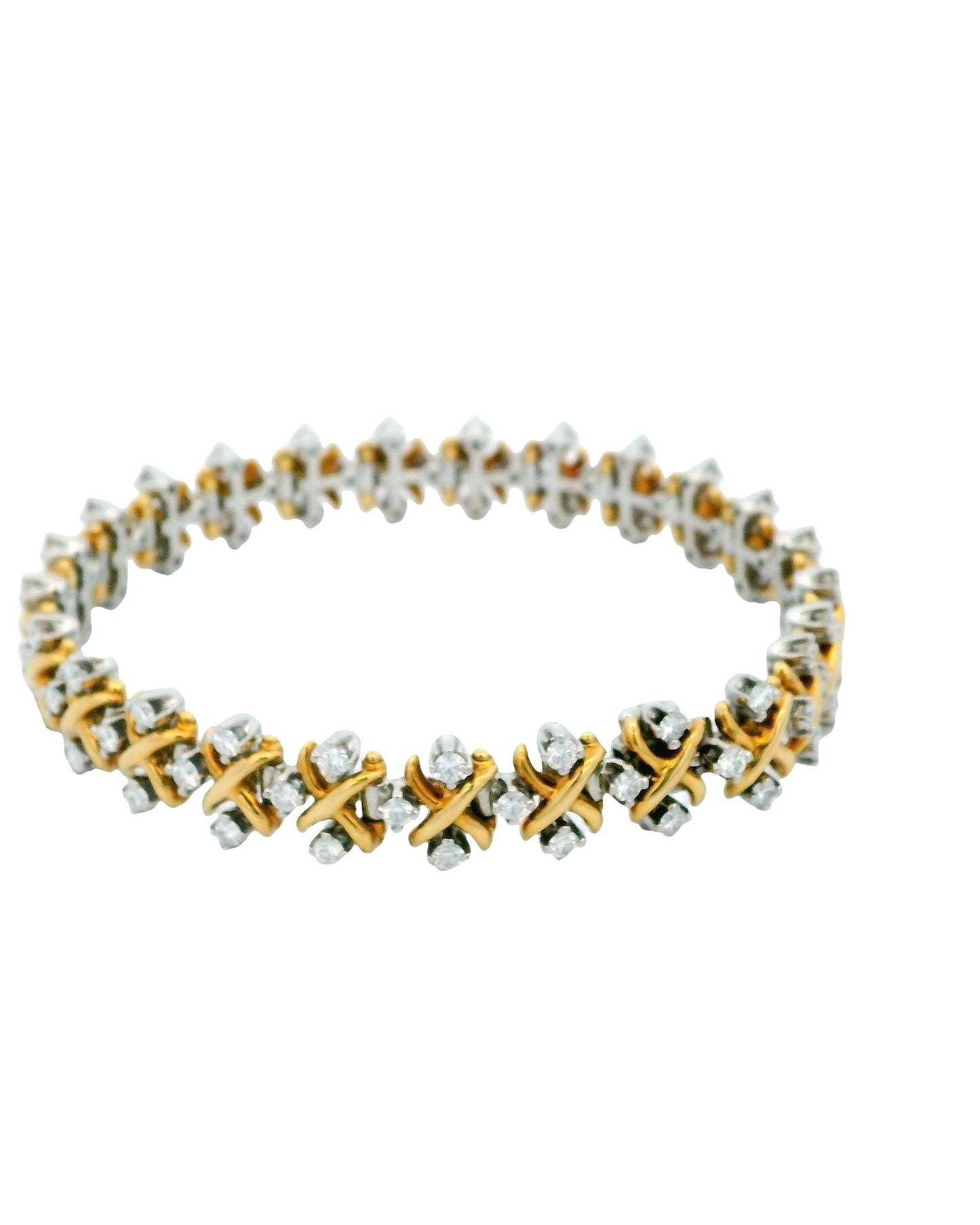 Tiffany & Co. Schlumberger Diamond Bracelet 18k Gold Platinum X Link Style