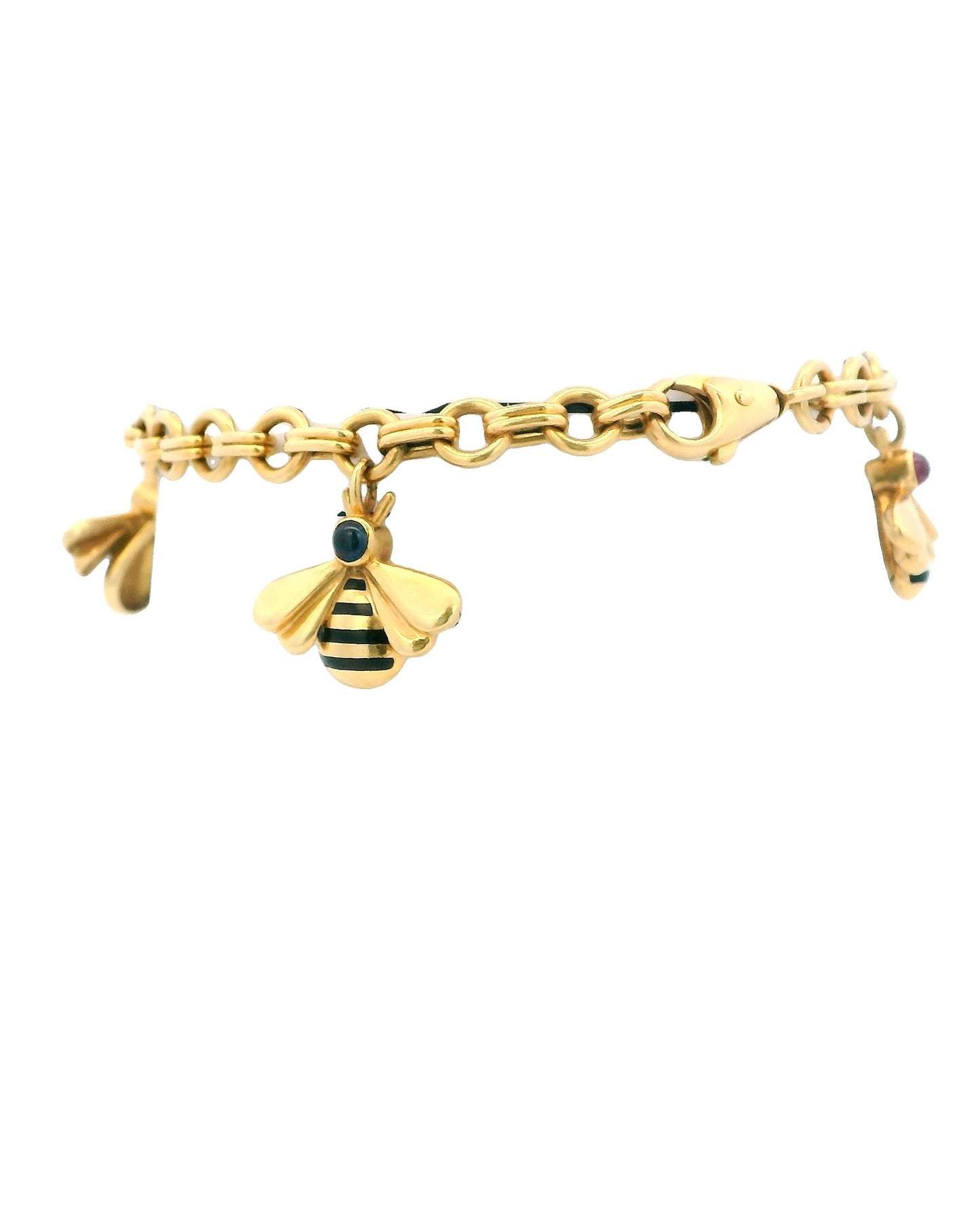 Cartier Vintage Multistone Bee Charm 18K Yellow Gold Bracelet