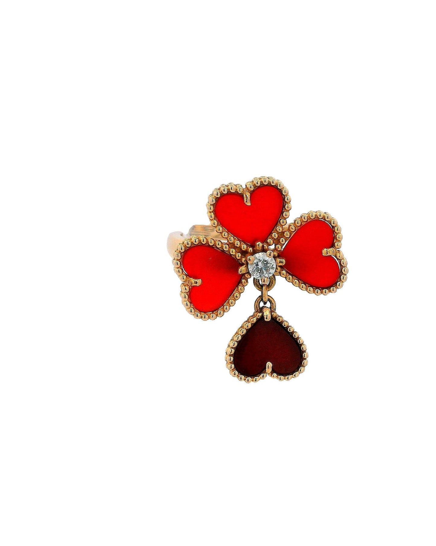 Van Cleef & Arpels Sweet Hearts 18K rose gold, Carnelian, Diamond Ring