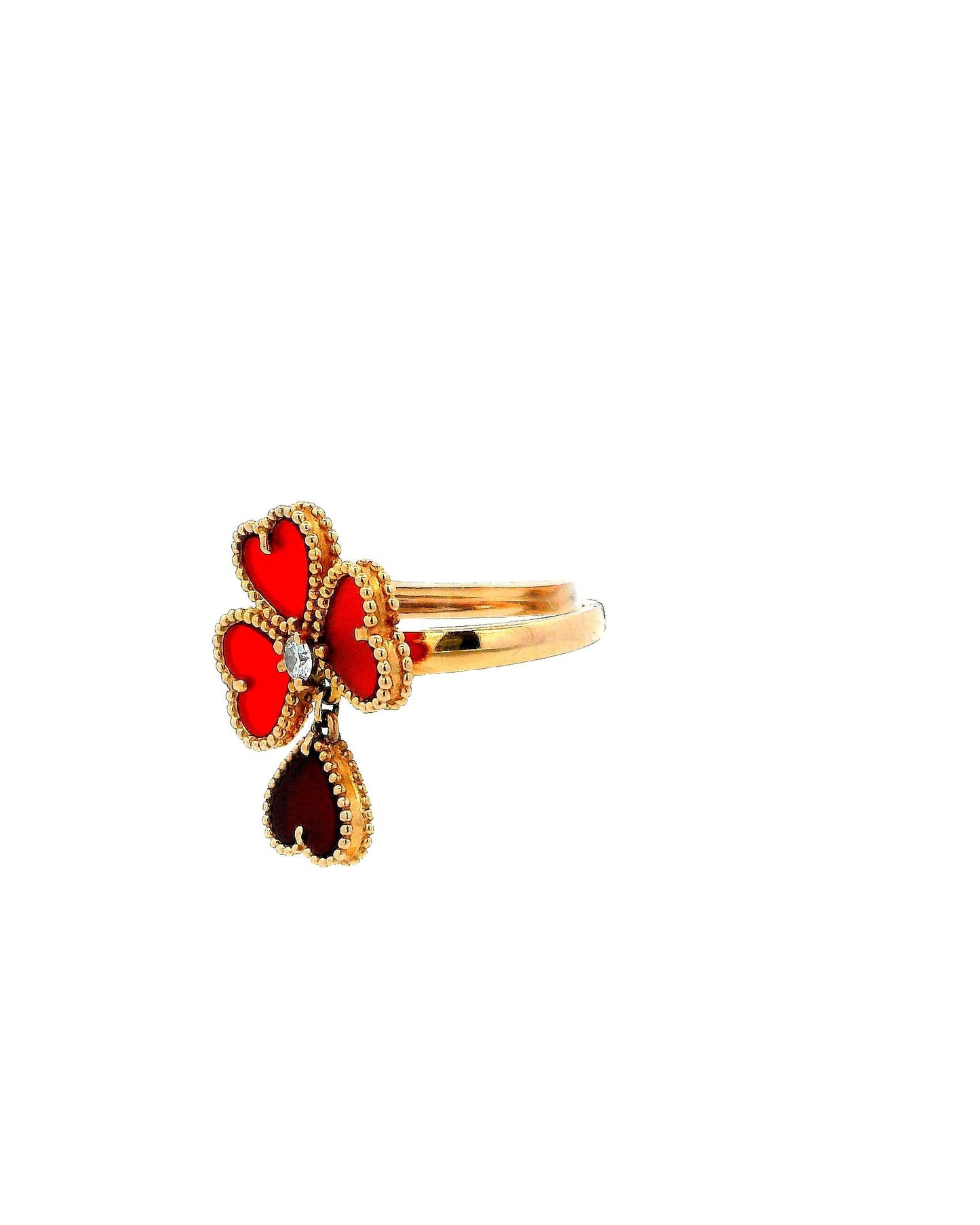 Van Cleef & Arpels Sweet Hearts 18K rose gold, Carnelian, Diamond Ring