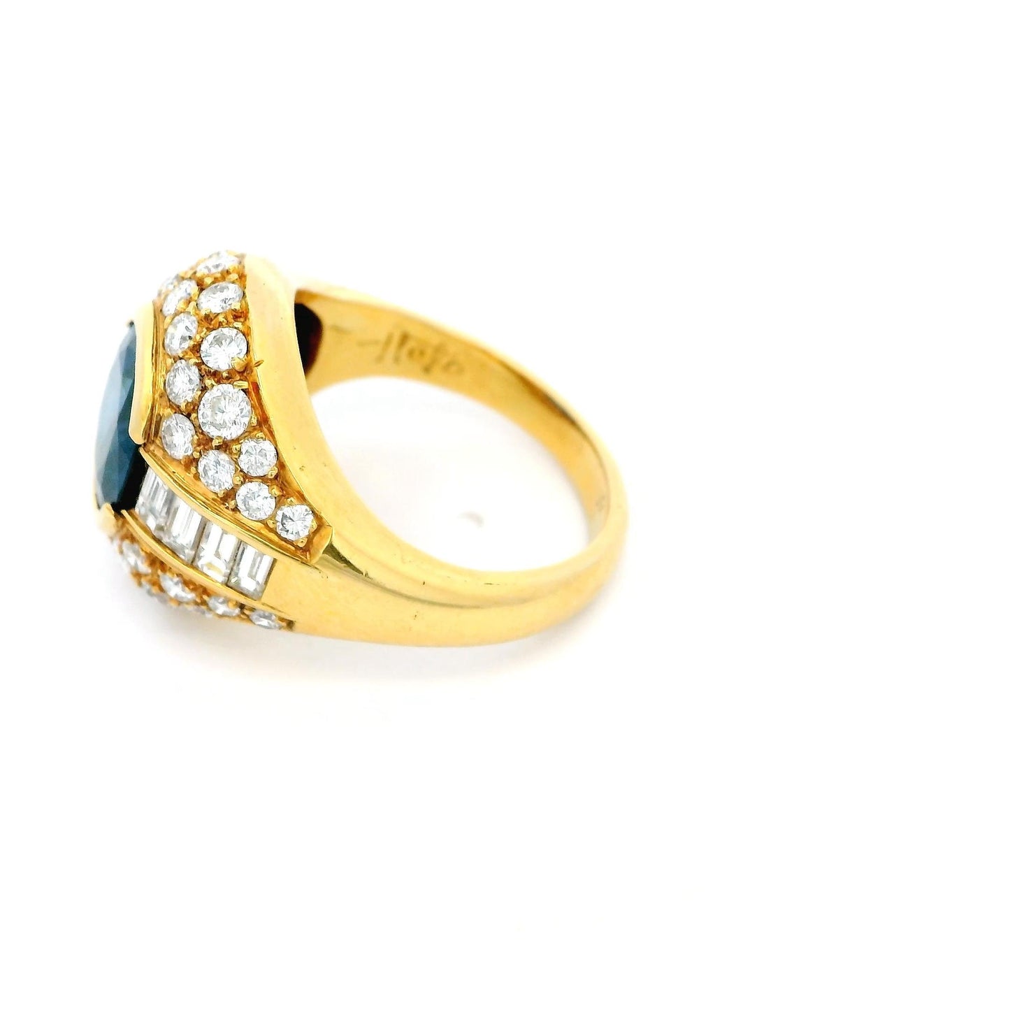18K Paul Flato Blue Sapphire and Diamond Ring
