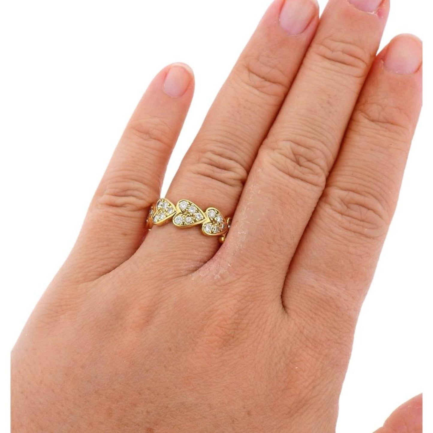 Cartier 18K Gold Diamond Heart Band Ring 51