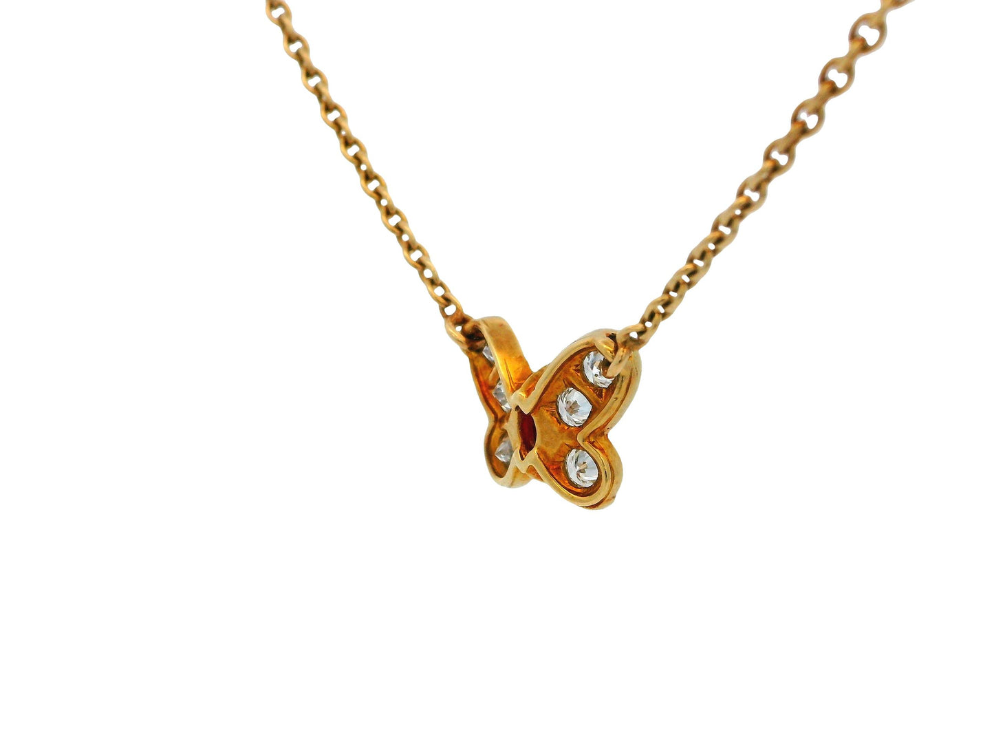Van Cleef & Arpels Papillon Ruby Diamond 18K Yellow Gold Necklace