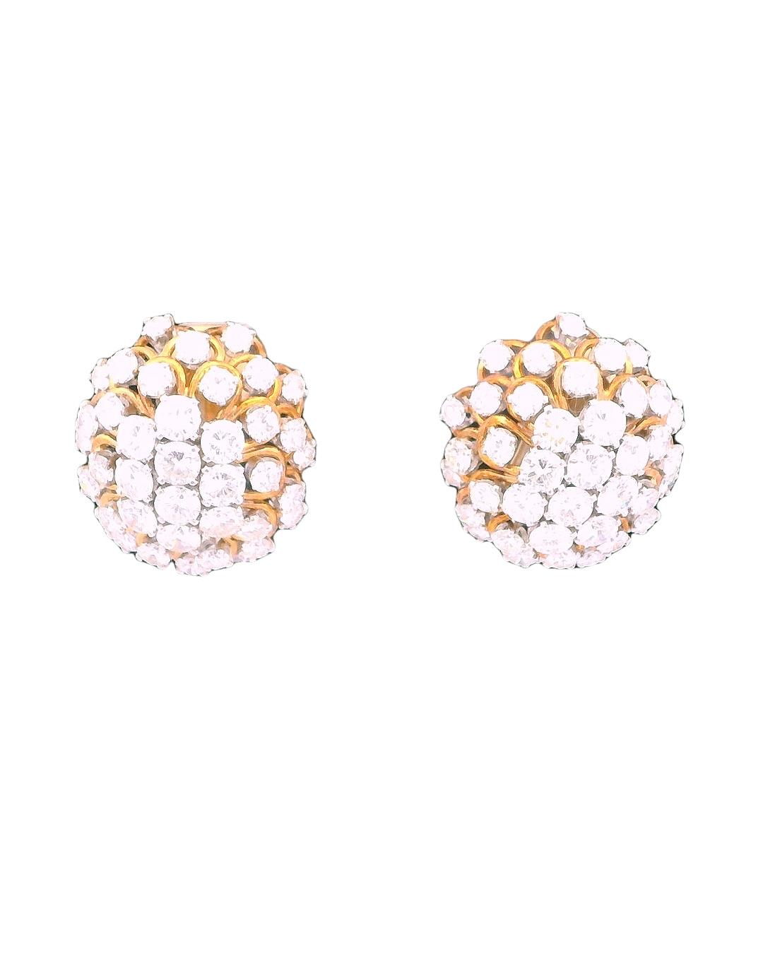David Webb Earrings Diamond Burst Clips French Import Marks