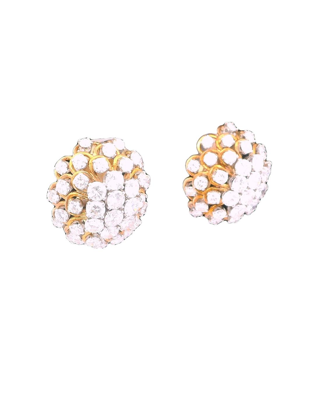 David Webb Earrings Diamond Burst Clips French Import Marks