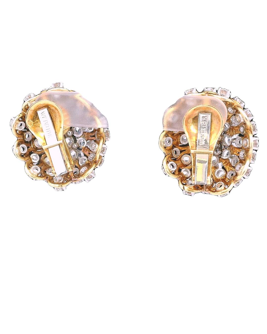 David Webb Earrings Diamond Burst Clips French Import Marks