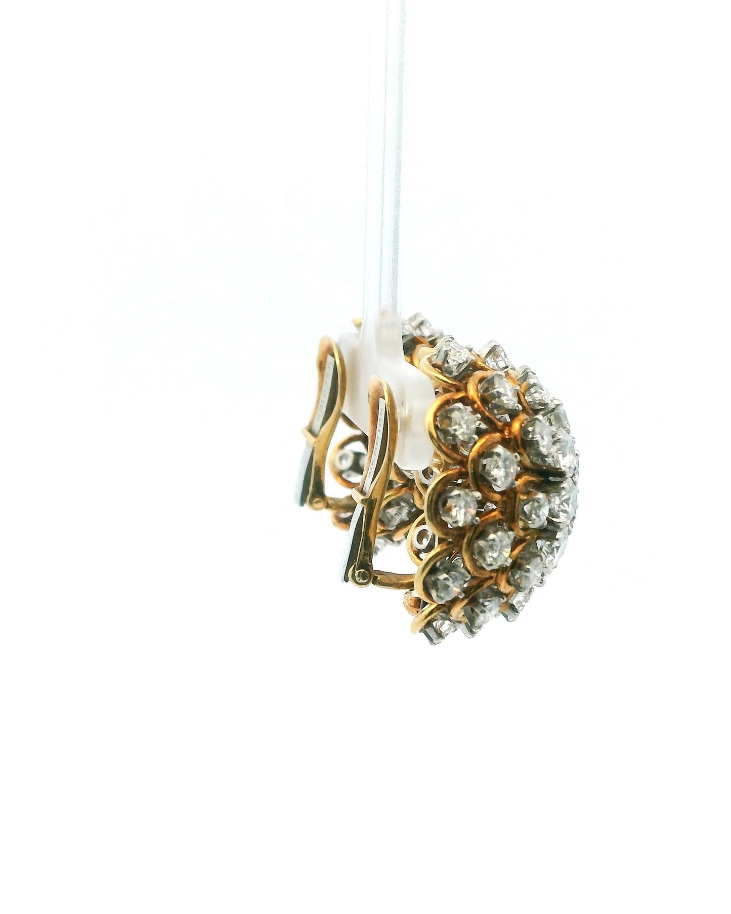 David Webb Earrings Diamond Burst Clips French Import Marks