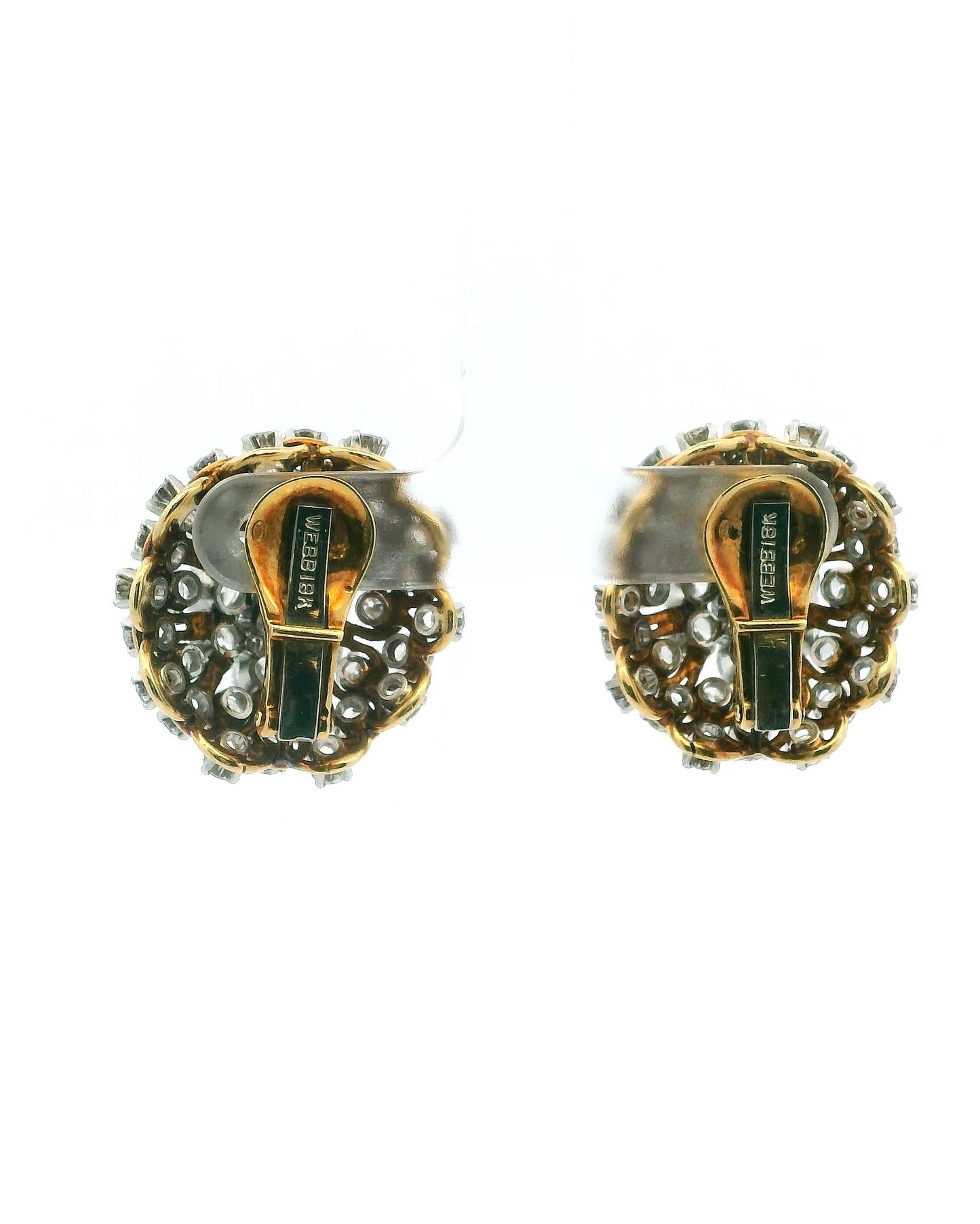David Webb Earrings Diamond Burst Clips French Import Marks