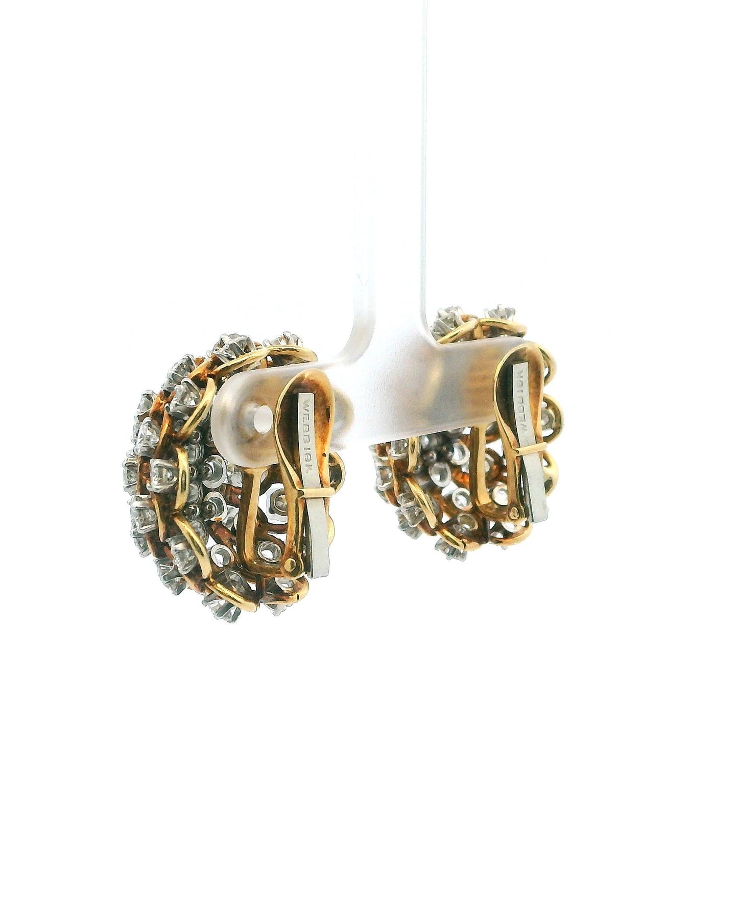 David Webb Earrings Diamond Burst Clips French Import Marks