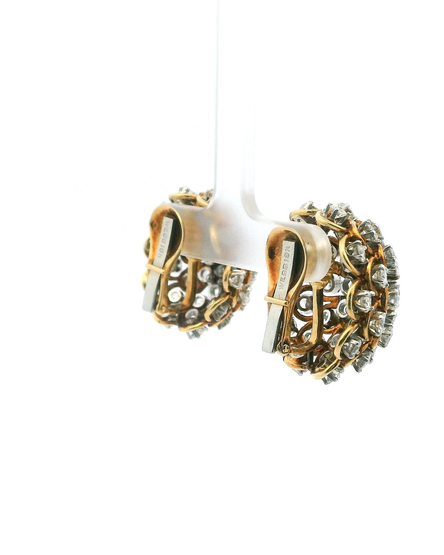 David Webb Earrings Diamond Burst Clips French Import Marks