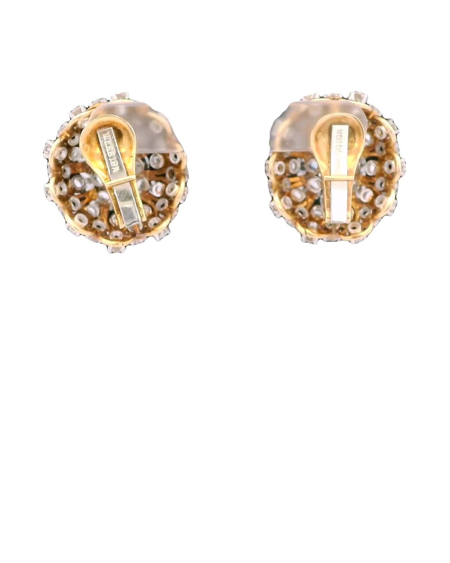 David Webb Earrings Diamond Burst Clips French Import Marks