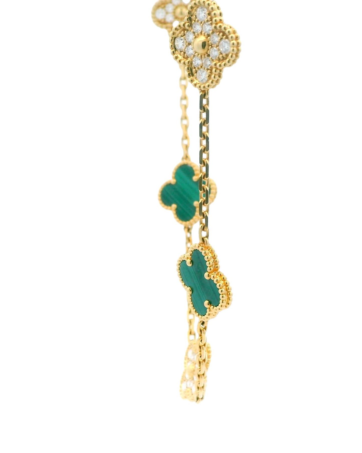 Van Cleef & Arpels Alhambra 10 Motif Pave/Malachite Box and Certificate