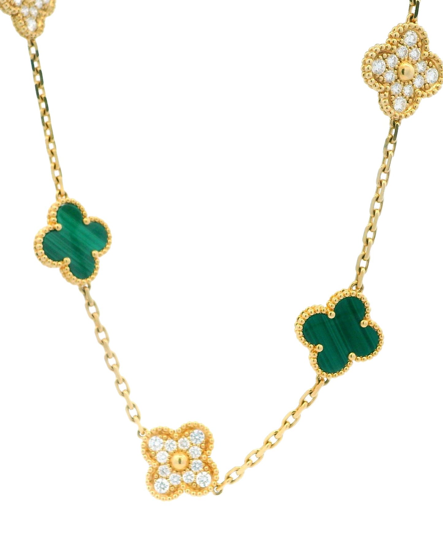 Van Cleef & Arpels Alhambra 10 Motif Pave/Malachite Box and Certificate