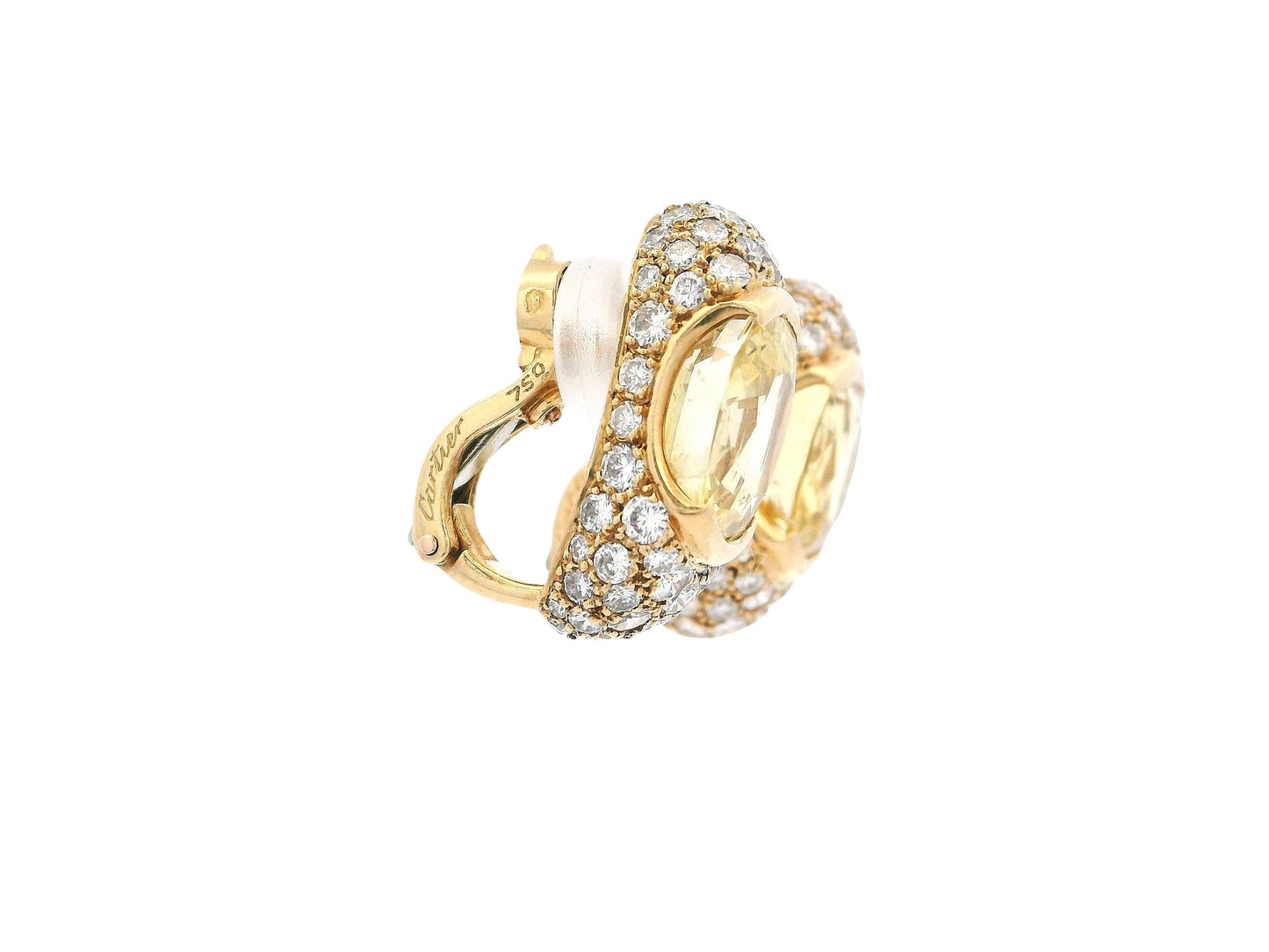 Cartier 18K Yellow Gold Pave with Yellow Sapphire Center