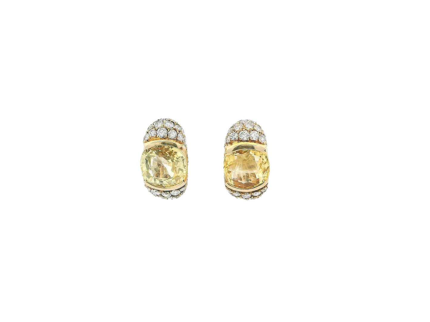 Cartier 18K Yellow Gold Pave with Yellow Sapphire Center