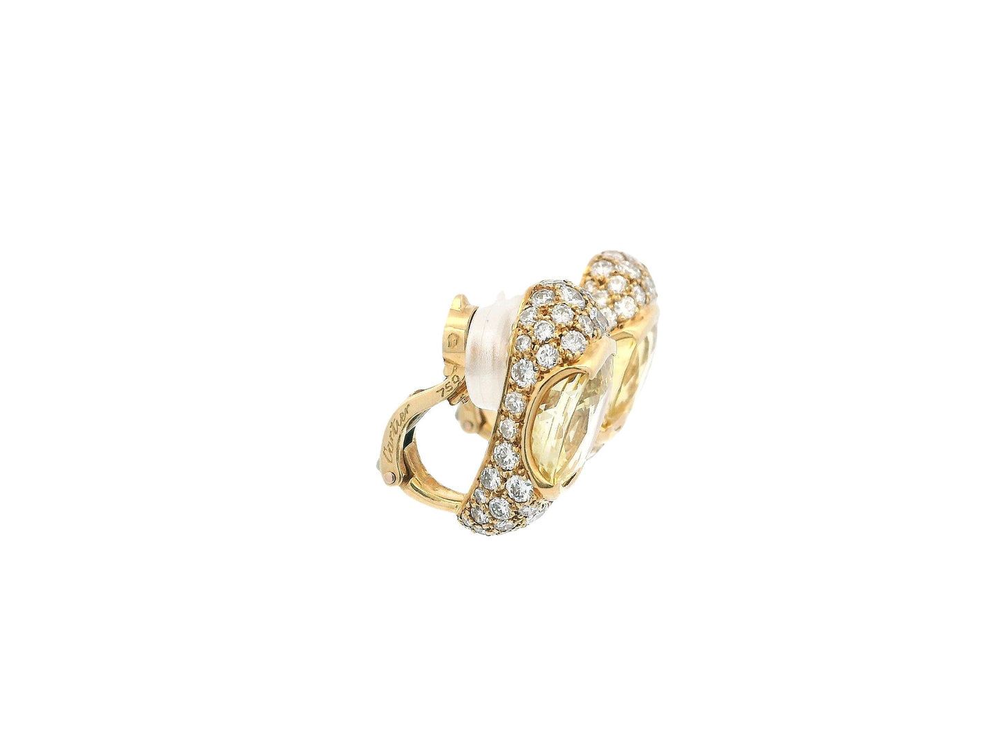 Cartier 18K Yellow Gold Pave with Yellow Sapphire Center